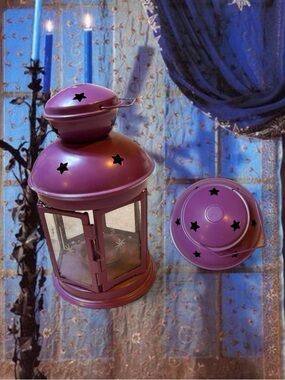 Vintage Y2K Rare Whimsygoth Purple Lantern with Star Cutouts